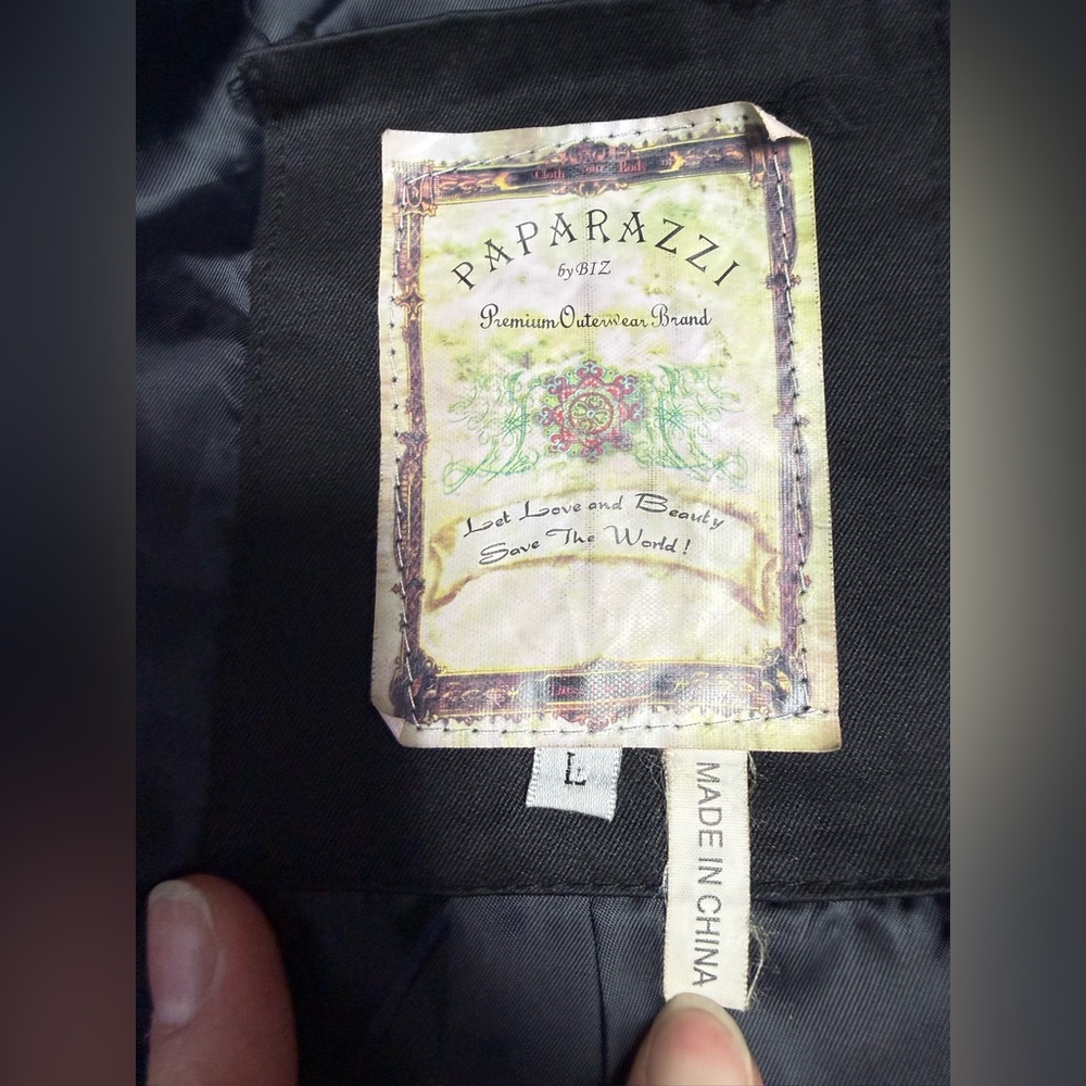 Vintage Paparazzi Chic Black Embroidered Women's button up jacket size L - Picture 11 of 14